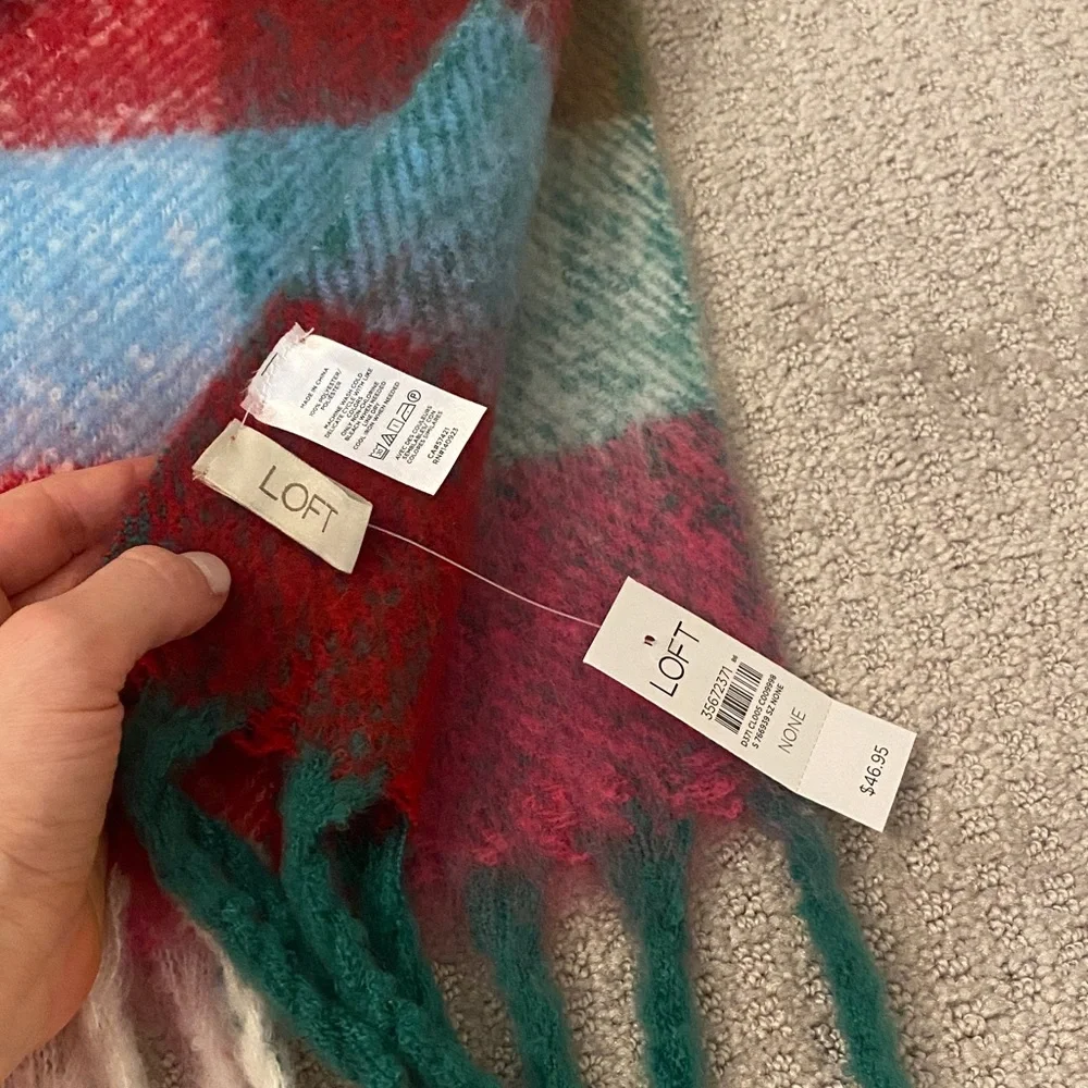 NWT Loft Colorful Plaid Scarf